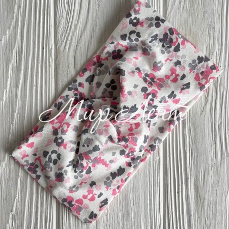 Повязка турецкий трикотаж (малютка), 17х9 см, белая с малиново-серым леопардом, шт. 
