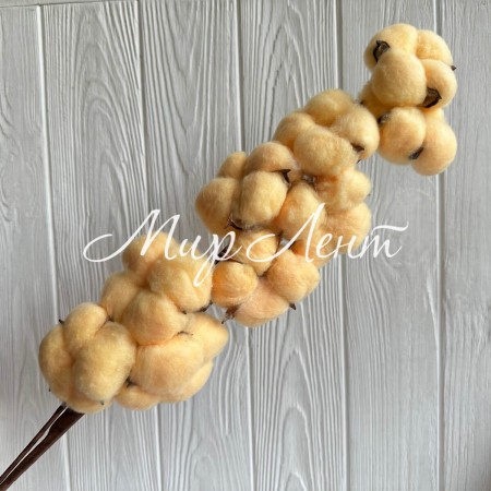 Хлопок на ветке, 60 см, бежево-персиковый, шт.