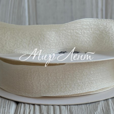 Лента жатка (D30329), 2,5 см, молочная, рулон 9 м