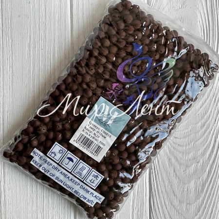 Бусина матова "Зефірка", 10 мм, коричнева, упаковка 500 грам