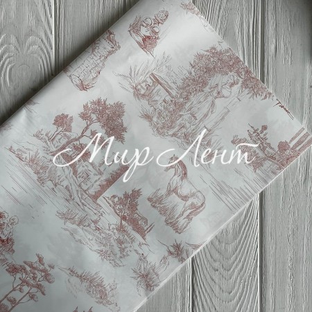 Пленка для цветов с принтом (J00347), розовая, 57х57 см, упаковка 20 шт.