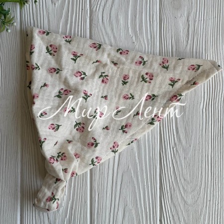 Муслиновая косынка в цветочек, 25х24 см, молочная, шт.