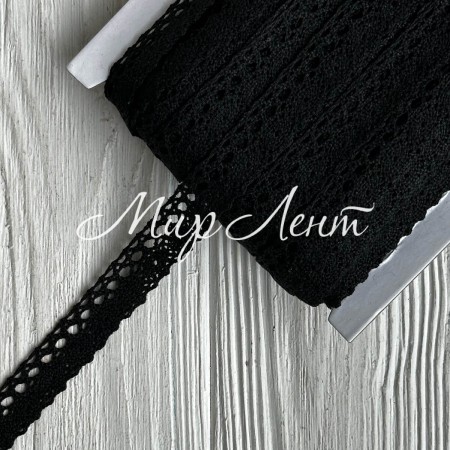 Мереживо вязане Шарлотта (D30076), 1,5 см, чорне, рулон 45 м
