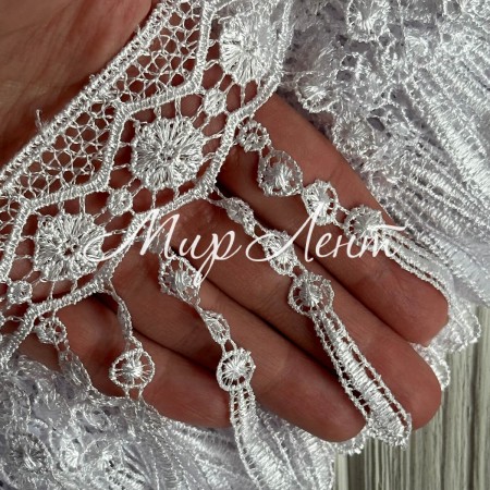 Кружево макраме (ТМ-8), 11 см, белое, рулон 9 метров