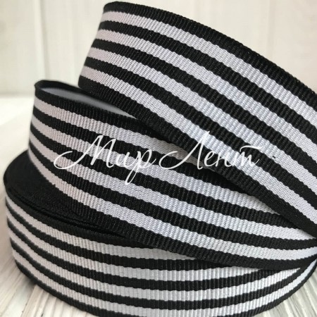 Котоновая лента полоса, 2,5 см, черная, рулон 18 м