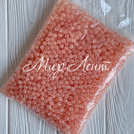 Бусина "битое стекло", 10 мм, персиковая, большая упаковка 500 г