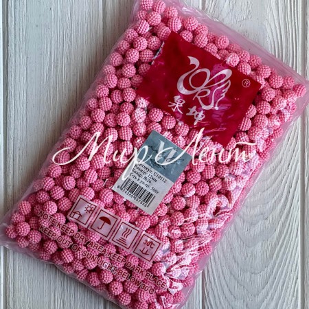 Бусина в пупырышку круглая матовая, 12 мм, розовая, упаковка 500 г