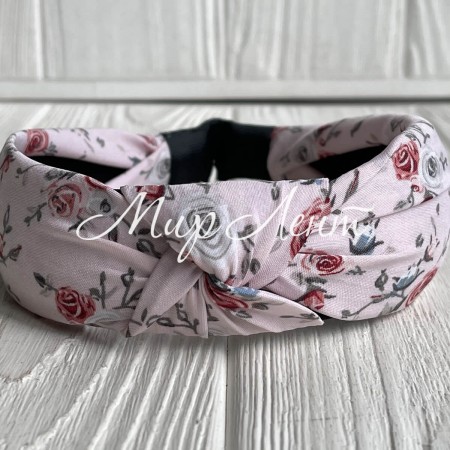 Обруч чалма трояндочки, 4 см, блідо-рожевий, шт.