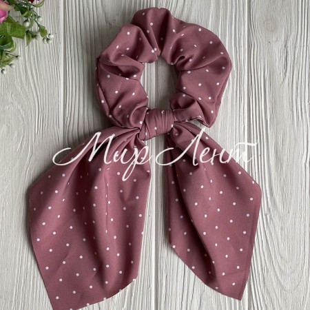 Резинка Твилли жатка в горох, 27 см, темно-пудровый, шт.