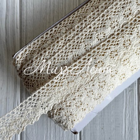 Кружево вязаное Жаклин (D30155), 3 см, молочное, рулон 45 м