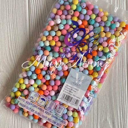 Бусина матовая "Зефирка", 10 мм, цветной микс, упаковка 500 грамм