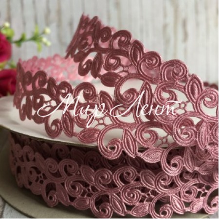 Лента-кружево, 2 см, пудровый, рулон 20 м