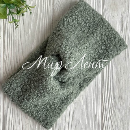 Повязка каракуль букле, 11х22 см, хаки, шт.