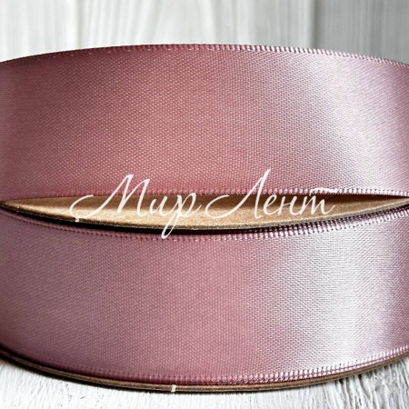 Атлас двосторонній (преміум), 2,5 см, бежево-рожевий, рулон 23 м