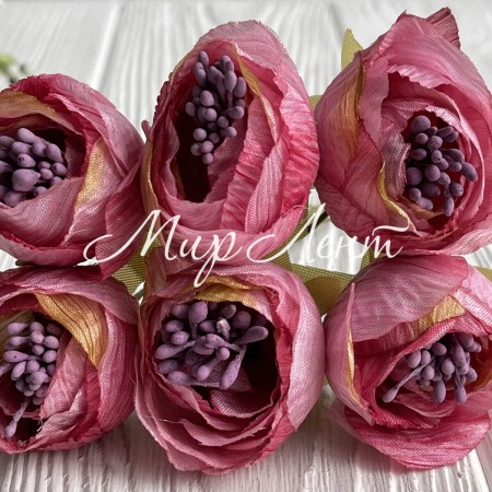 Піон тканинний жатка, 4 см, рожево-малиновий, упаковка 30 шт.