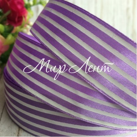 Атлас 2,5 см, смуга, темно -ліловий, рулон 45 м