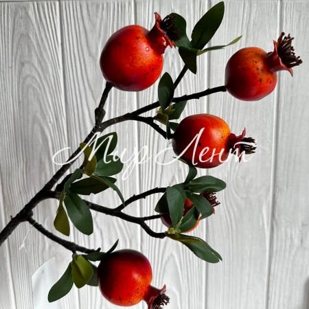 Ветка с гранатами, 60 см, красная, шт.