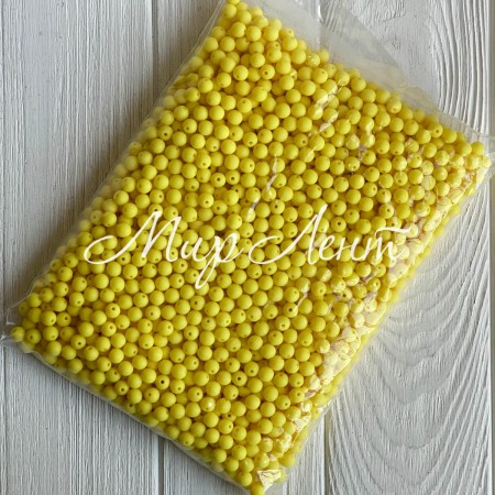 Бусина акриловая матовая, 8 мм, желтая, упаковка 500 г