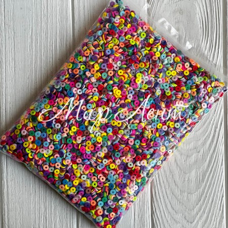 Плоскі намистини, 6 мм, кольоровий мікс, Велика упаковка 500 г