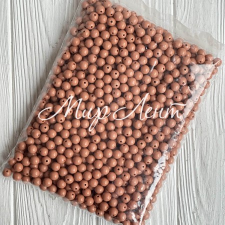 Бусина акрилова, 10 мм, кавова, упаковка 500 г