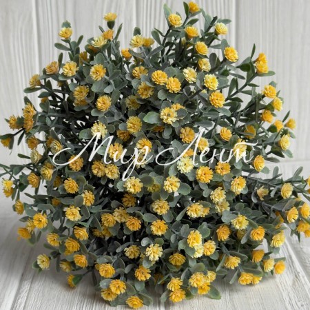 Зелень гипсофилы (букет), 30 см, желтый, 10 шт.