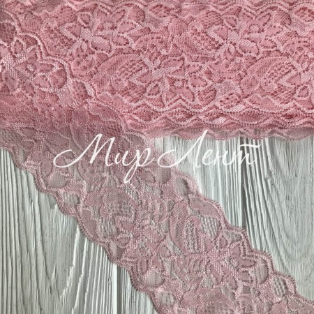 Кружево стрейчевое "Изабель", 8 см, светло-розовый, рулон 9 м