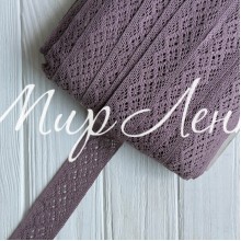 Кружево вязаное (D30038), кофейное, 4 см, большой рулон 90 м