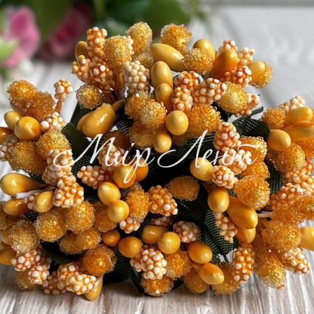 Веточка с тычинками, темно-желтый, упаковка 144 шт.