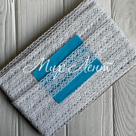 Кружево вязаное (D30089 / А029), 3,8 см, белое, рулон 13 м