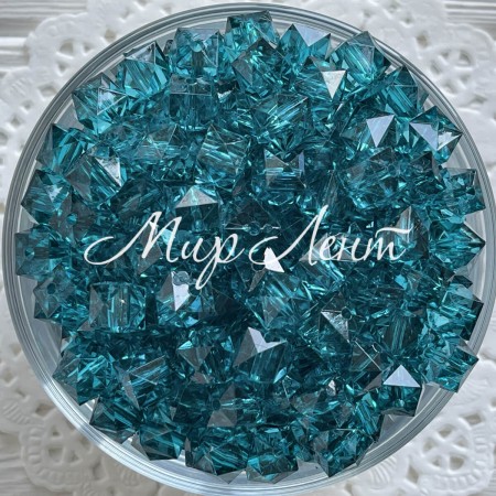 Хрусталь кубовидный, 10 мм, бирюзовый, упаковка 500 г