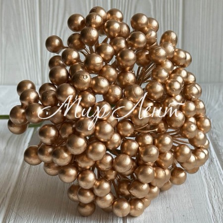 Букет калини глянцевої, 25 см, золото, букет з 6 шт.