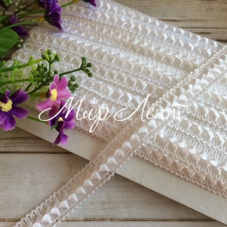 Тесьма самоса, 1,8 см, белая, моток 18 м