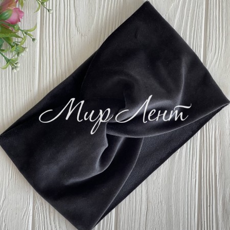 Пов'язка спорт велюр широка, 14 см, чорний, шт.