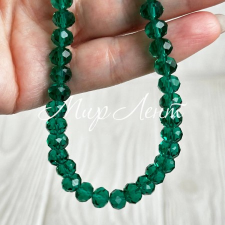 Бусины Рондель хрусталь, 8 мм, нефритовые, нитка 65-68 шт.