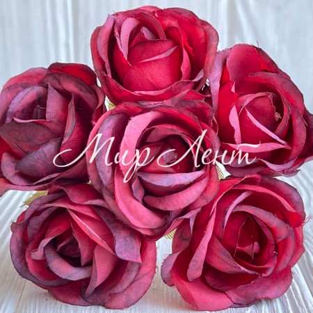 Мраморная роза, 4,5 см, красная, упаковка 42 шт.