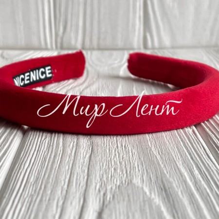 Обруч велюр тонкий, 1,8 см, красный, шт.