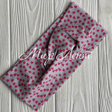 Повязка стрейч кулир, 10х21 см, серая с сердечками, шт.