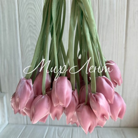 Тюльпаны из органзы, 42 см, пудрово-розовые, упаковка 20 шт.
