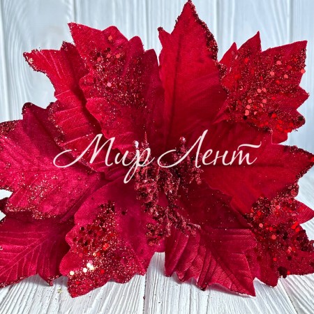 Пуансеттія бархатна (С30259), 29х30 см, червона, шт.