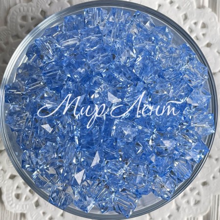 Хрусталь кубовидный, 10 мм, небесно-голубой, упаковка 500 г