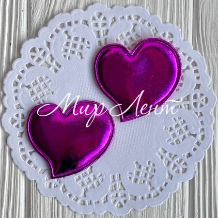 Аппликация/патч, сердечко (экокожа), 4,7 см, малиновая, упаковка 20 шт.