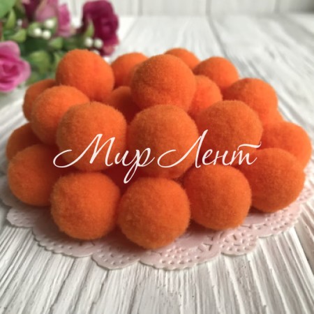 Помпоны бархатные, 2 см, оранжевые, упаковка 500 шт.