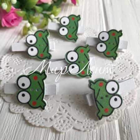 Прищепка-декор, 2,5х2 см, жабки (зеленый), упаковка 12 шт.