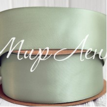 Атлас двусторонний (премиум), 3,8 см, нежно-оливковый, рулон 23 м