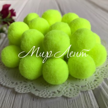Помпоны бархатные, 1,5 см, салатовый, упаковка 1000 шт.