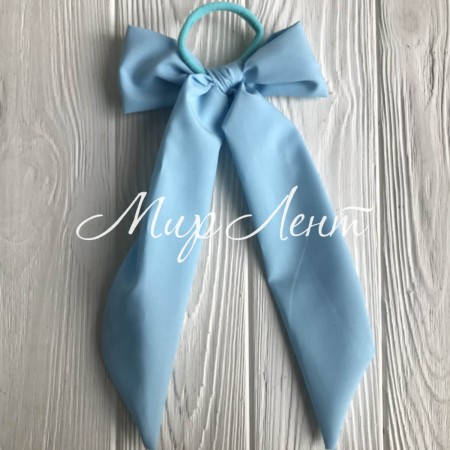 Резинка Твилли с узким бантом однотонная, 30 см, светло-бирюзовый, шт.