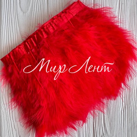 Тесьма с лебединых перьев, 15 см, красная, рулон 2 м