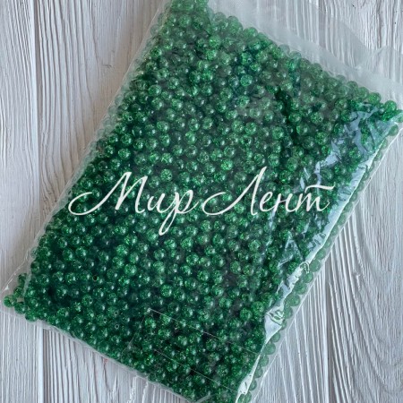 Бусина "бите скло", 8 мм, зелена, велика упаковка 500 г