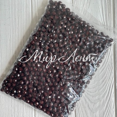 Бусина граненая круглая, 10 мм, шоколадная, упаковка 500 г