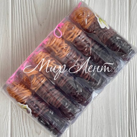 Резинки силиконовые в колбе, 2,2 см, коричневые тона, упаковка 12 шт.